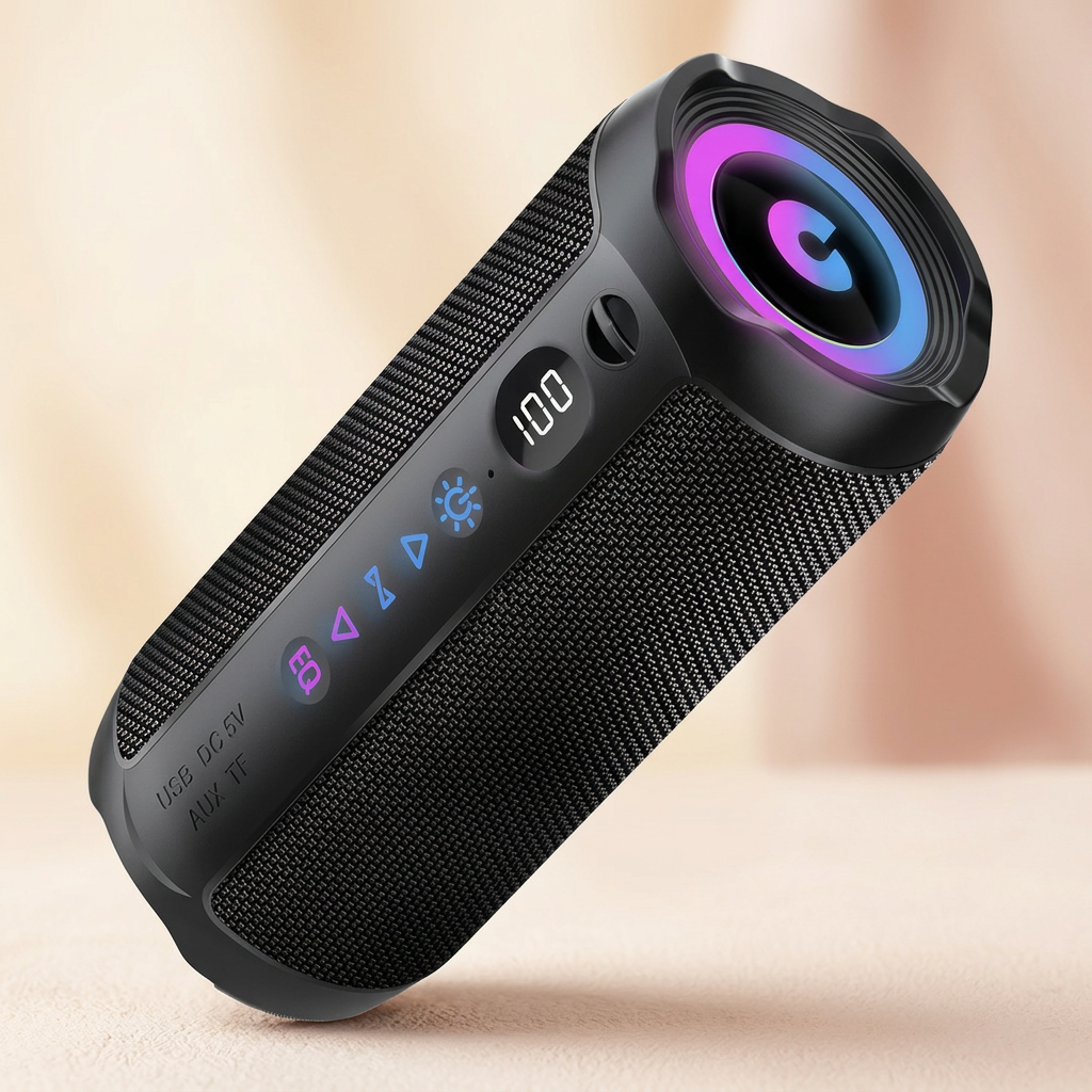 coioc Bluetooth Lautsprecher mit Licht, 25 W, IPX7 wasserdicht